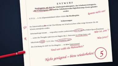 Korrigierter Gesetzesentwurf zur AHS für Hochbegabte mit roter Note 5: Nicht genügend – bitte wiederholen!